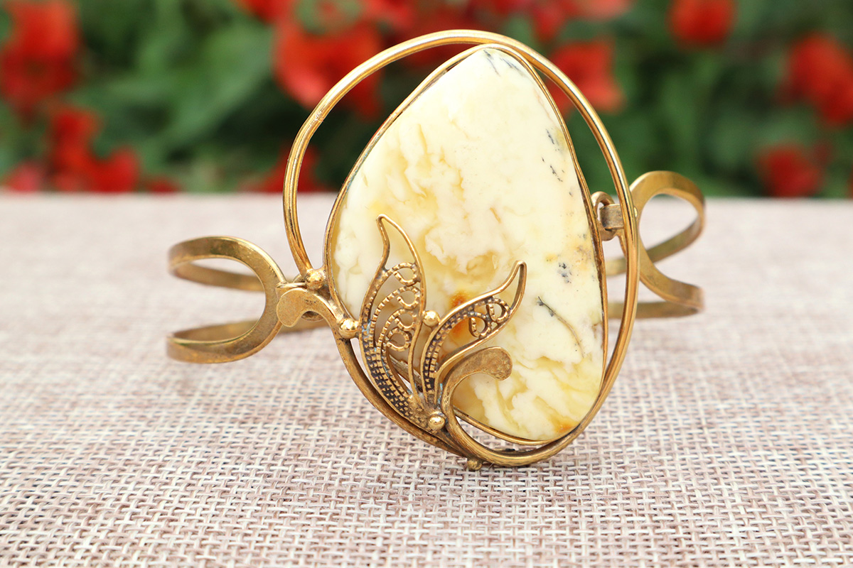 Vintage Baltic Amber Gold-Plated Bracelet