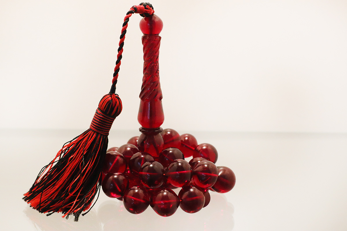 Cherry Amber Bakelite Rosary- Old German Faturan